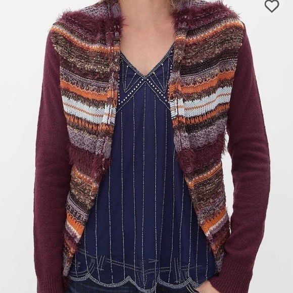 BKE Flyaway Eyelash Striped Cardigan Sweater Sz S - Picture 1 of 7